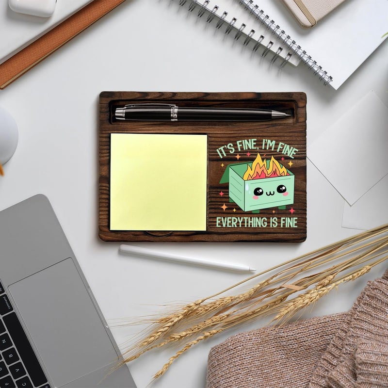 QODMGD Dumpster Fire Sticky Note Holder Funny Office Gifts for Coworkers Employees, I'm Fine Everything is Fine Dumpster Fire Post It Note Dispenser for Office Cubicle Desk Decor - Image 5